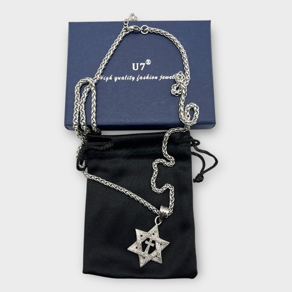 Silver Star of David Necklace Sterling Jewelry - Picture 2 of 4